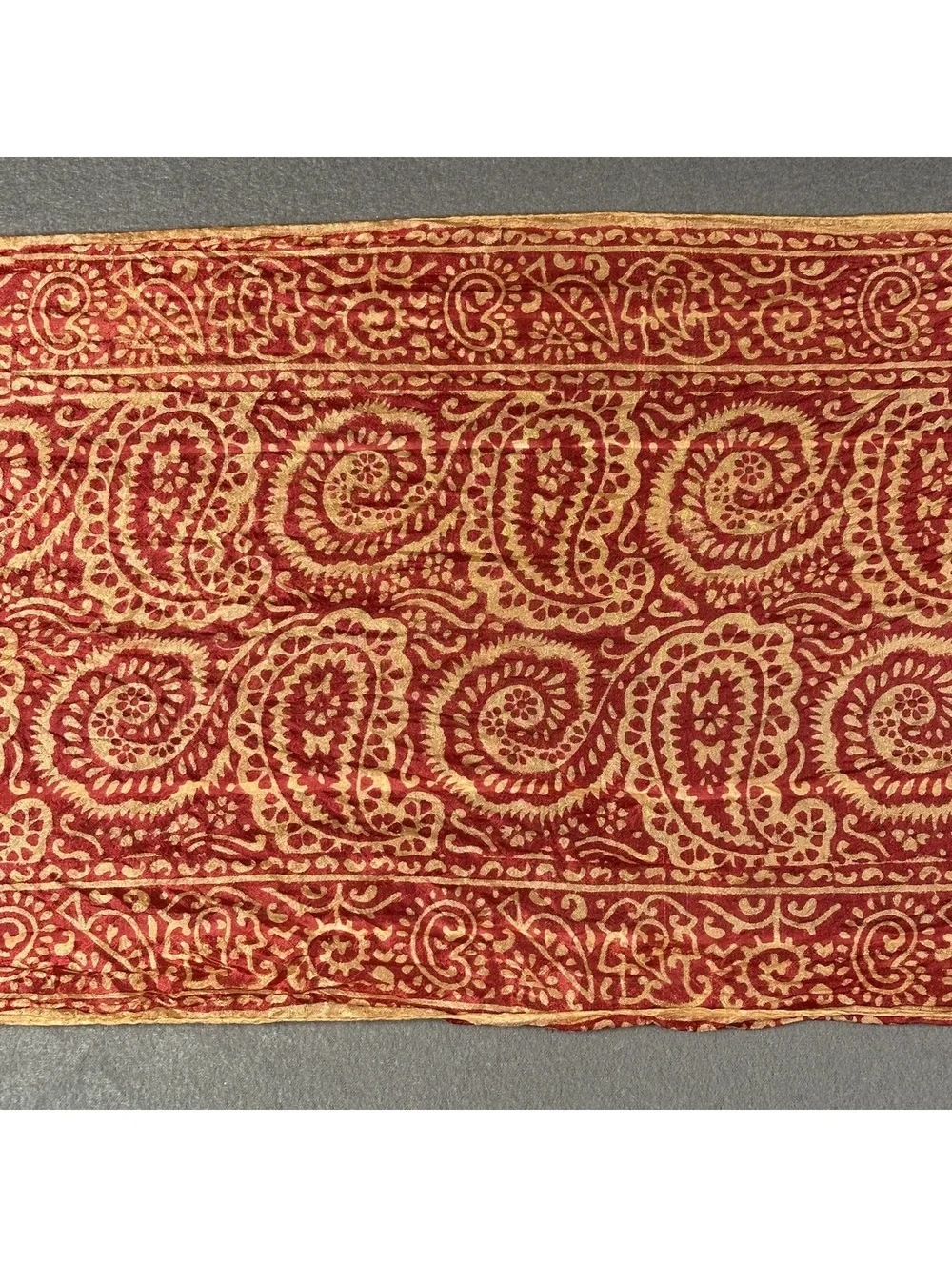 Vintage Red and Orange Paisley Print Silk Scarf